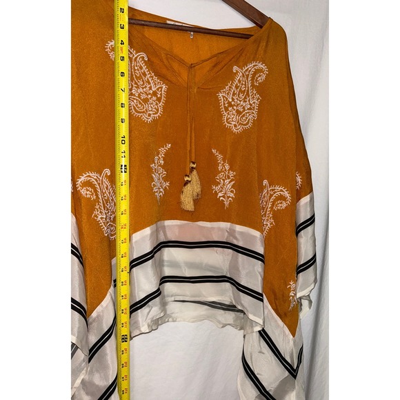 Anthropology Floreat‎ L Orange Boho Kimono Blouse Tunic Flowy Elegant - Picture 3 of 6
